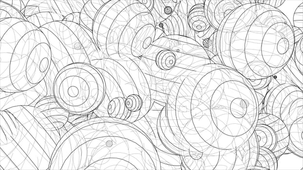 Vector abstract spheres background. Vector rendering of 3d. Wire-frame style