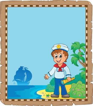 Parchment with young sailor - eps10 vector illustration.