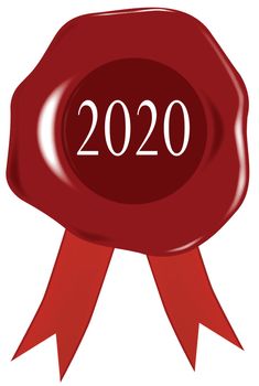 A 2020 wax stamp or seal with a position for personal text.