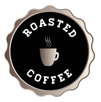 A round roasted coffee idolated button with text