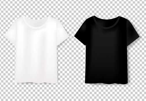 Front Views Of T-shirt Set On Transparent Background With Gradient Mesh, Vector Illustration