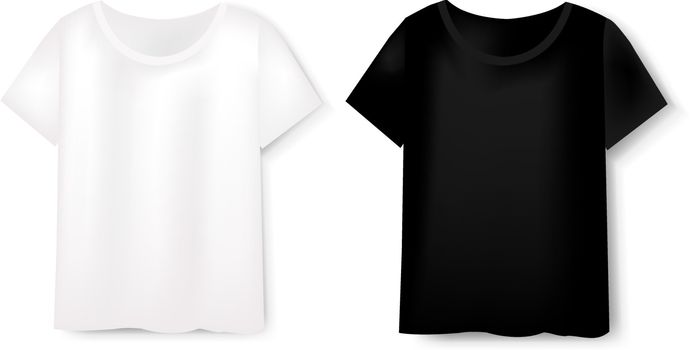 Front Views Of T-shirt Set On White Background With Gradient Mesh, Vector Illustration