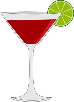 Red cocktail, illustration, vector on white background.