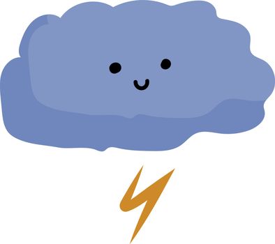 Happy thunder cloud, illustration, vector on white background.