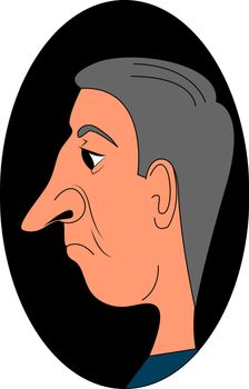 Old man with big nose, illustration, vector on white background.