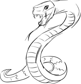 Snake drawing, illustration, vector on white background.