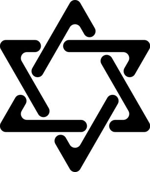 Star of David. Hexagram sign. Symbol of Jewish identity and Judaism. Simple flat black illustration with rounded corners.