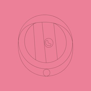 Pencil sharpener icon in outline style on pink background. 
