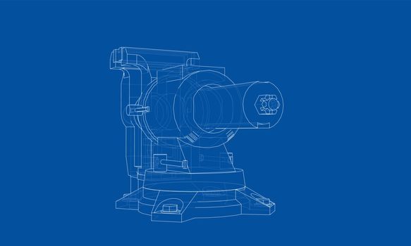 Outline vise vector. Wire-frame style. The layers of visible and invisible lines. 3D illustration