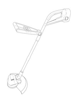 Outline trimmer grass cutter. Vector rendering of 3d. Wire-frame style. The layers of visible and invisible lines are separated