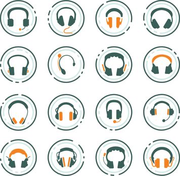 Headphones web icons for user interface design