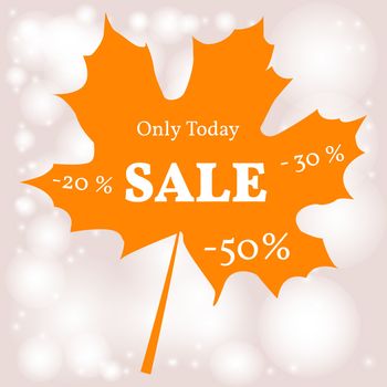 Vector illustration. The concept of autumn sales. Maple Leaf with text Sale