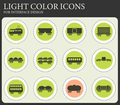 Rail-freight traffic simply symbols for web and user interface