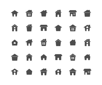 Home Solid Icon Set on white background.
