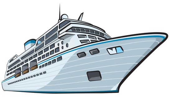 luxury cruise ship liner on the white background