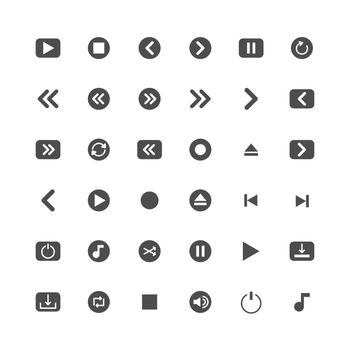 Media solid icon set. Vector and Illustration.
