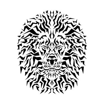 Black and white of lion head on white background. vector illustration.
