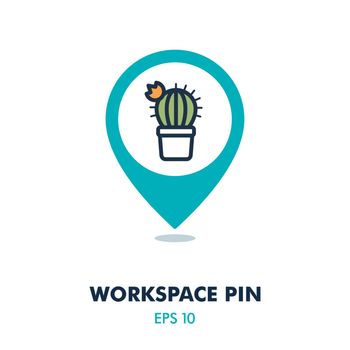 Cactus pin map icon. Workspace map pointer. Map markers. Graph symbol for your web site design, logo, app, UI