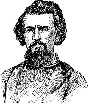 Nathan Bedford Forrest 1821 to 1877 he was a lieutenant general in the confederate army during the American civil war vintage line drawing or engraving illustration