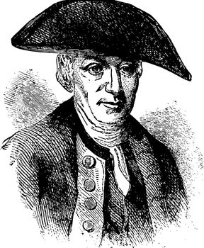 Abraham Whipple 1733 to 1819 he was an American revolutionary war commander in the continental navy vintage line drawing or engraving illustration