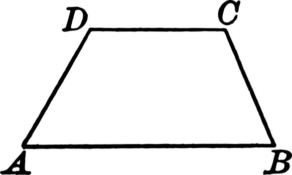 An image showing ABCD Trapeze. Trapezoid has two and only two parallel sides, vintage line drawing or engraving illustration.