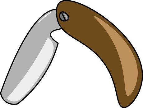 A small and sharp shaving knife, vector, color drawing or illustration.