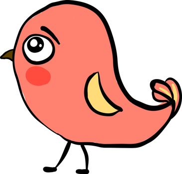 Sad pink bird, illustration, vector on white background.