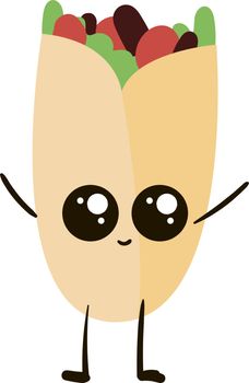 Cute little taco, illustration, vector on white background.