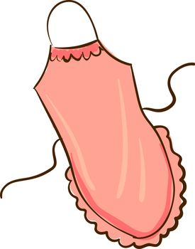 Cute pink apron, illustration, vector on white background.