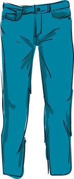 Man jeans pants, illustration, vector on white background.