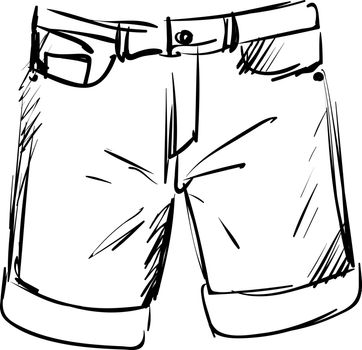 Man shorts drawing, illustration, vector on white background.