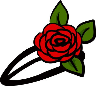 Hairpin with rose, illustration, vector on white background.