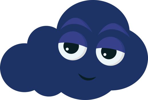 Blue cloud with eyes, illustration, vector on white background.