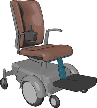 A motorized wheel chair mainly useful for disabled person to get around easily It is propelled by means of an electric motor rather than manual power vector color drawing or illustration