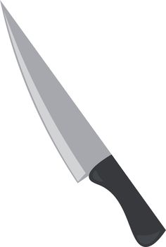 A sharp steel blade knife used in kitchen for chopping or cutting vector color drawing or illustration 