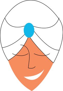 Face of a happy sheikh with his traditional white headgear vector color drawing or illustration 