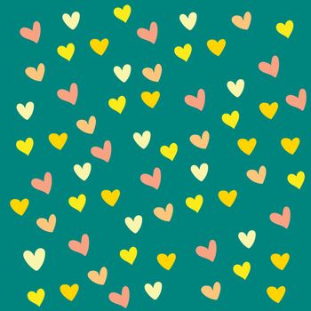 Vector illustration of heart texture on green background and white frame 