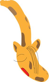 Sleepy tall giraffe bent down vector color drawing or illustration 