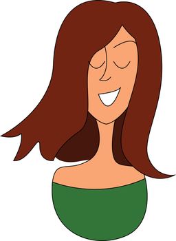 Long hair brunette girl illustration vector on white background 