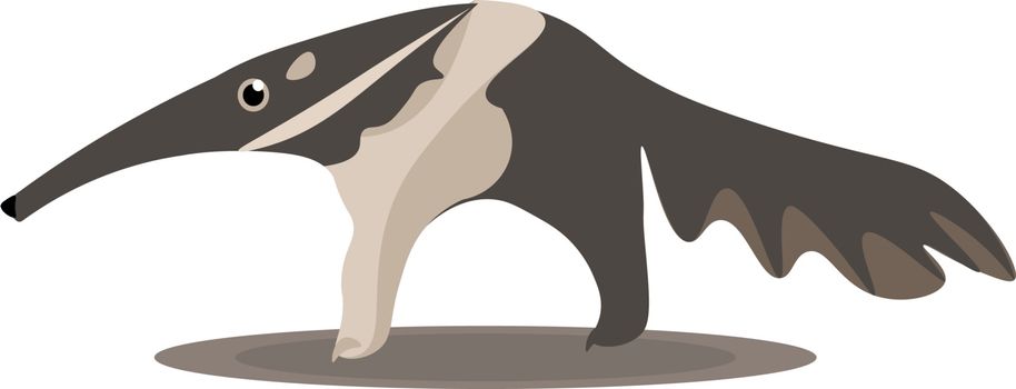 Cartoon of an extant mammal anteater with its big mouth and lengthy tail vector color drawing or illustration