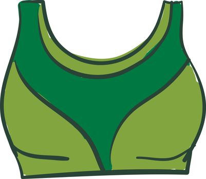 A well designed sports bra in green color vector color drawing or illustration