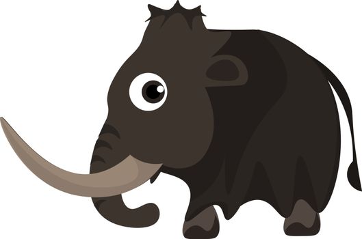 A cute small mammoth with a very big tusk vector color drawing or illustration