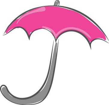 A cute umbrella in pink color with a handle vector color drawing or illustration