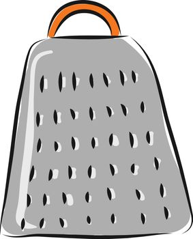 Grey grater with orange handle illustration vector on white background