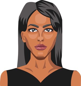 Beautifull girl with long black hair illustration vector on white background