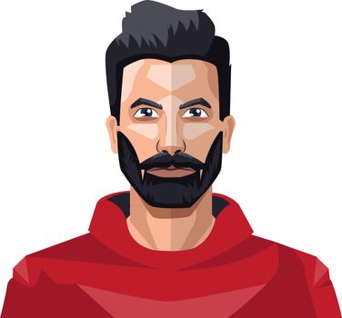 Guy with a full beard in the red shirt illustration vector on white background