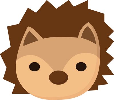 A colour drawing of the face of a hedgehog, vector, color drawing or illustration. 