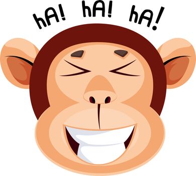 Monkey is laughing, illustration, vector on white background.