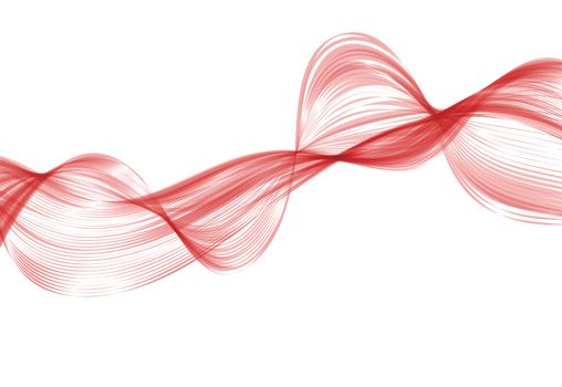 Abstract red wave background. Set of wavy lines in the horizontal plane. Wave made of smoke on white background. Vector illustration