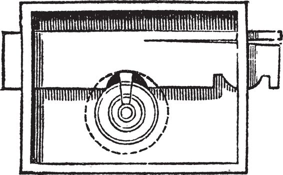 Lock, vintage engraving. Old engraved illustration of Lock diagram.